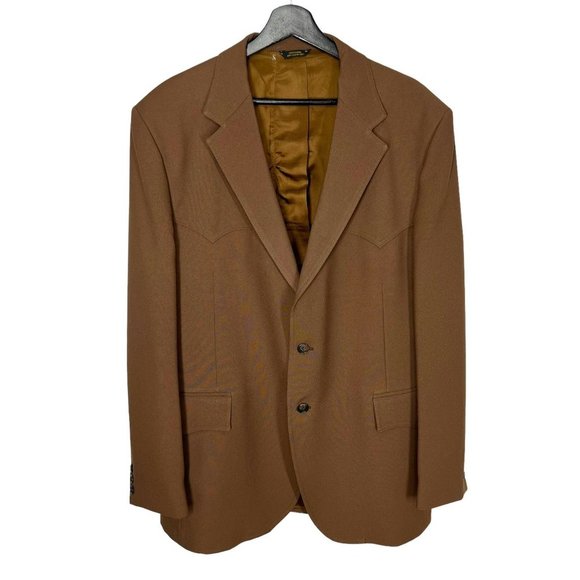 Vintage 70s Levis Brown Western Two Button Sport Coat 40L